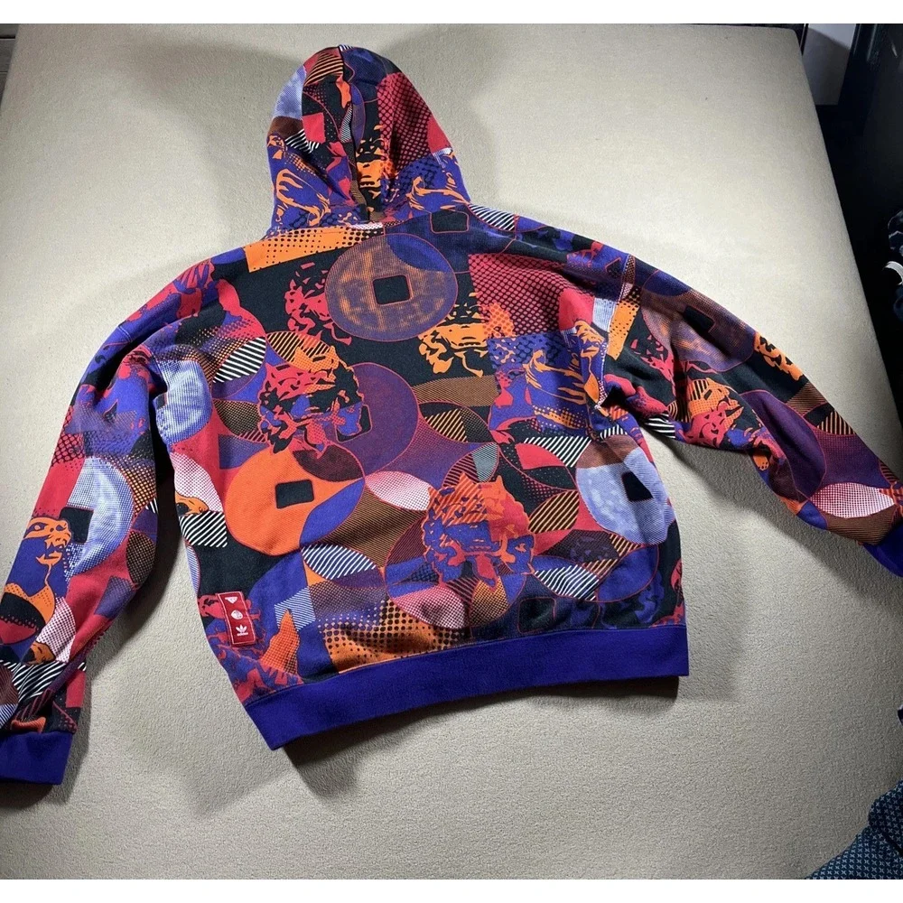 Adidas CNY‎ Hoodie Men Small Geometric Purple Orange GN5448 Streetwear